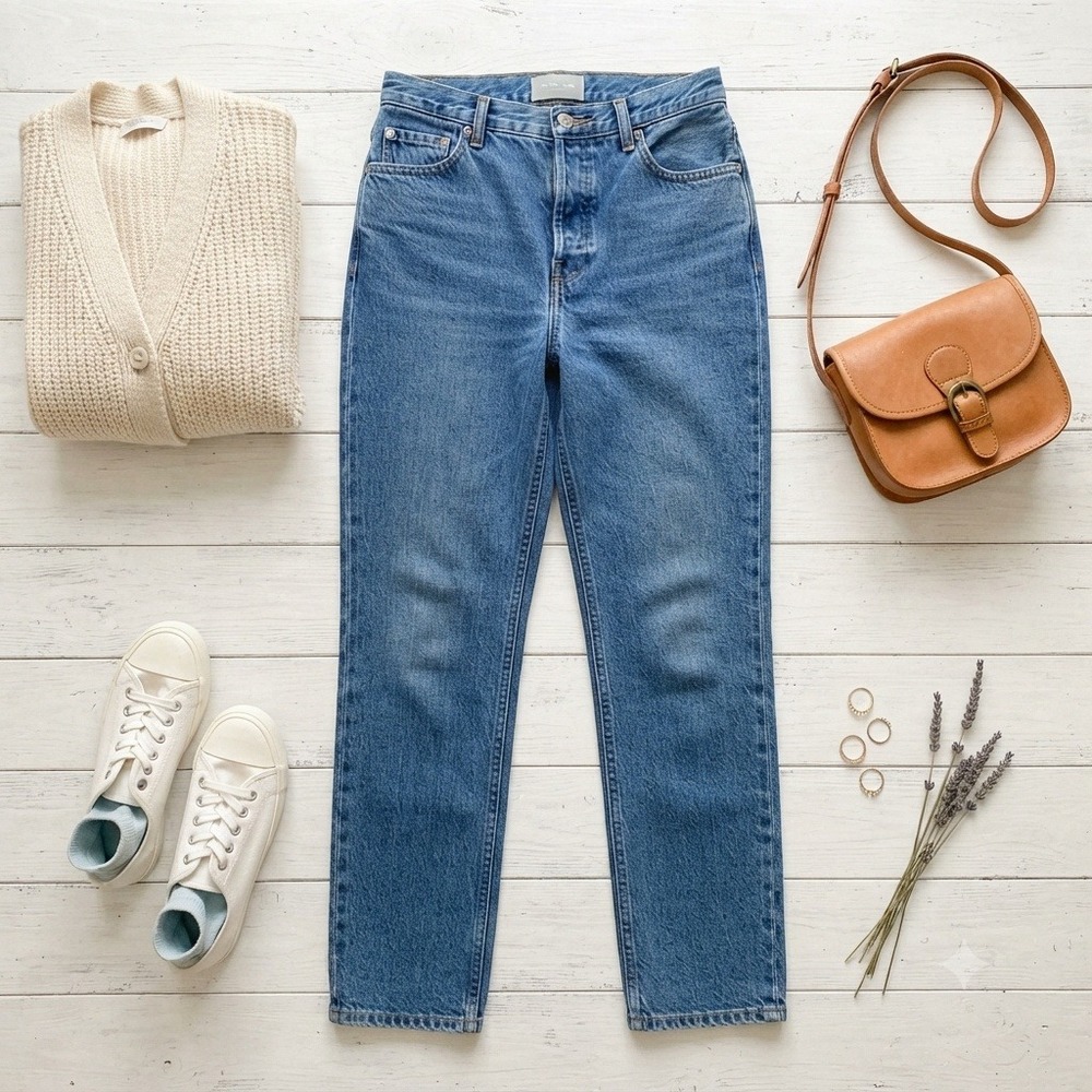 Everlane The 90s Cheeky Jean Organic Cotton Blue Straight Leg Denim 29 Regular